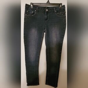 G21 Blue Skinny Jeans with Stud Accents